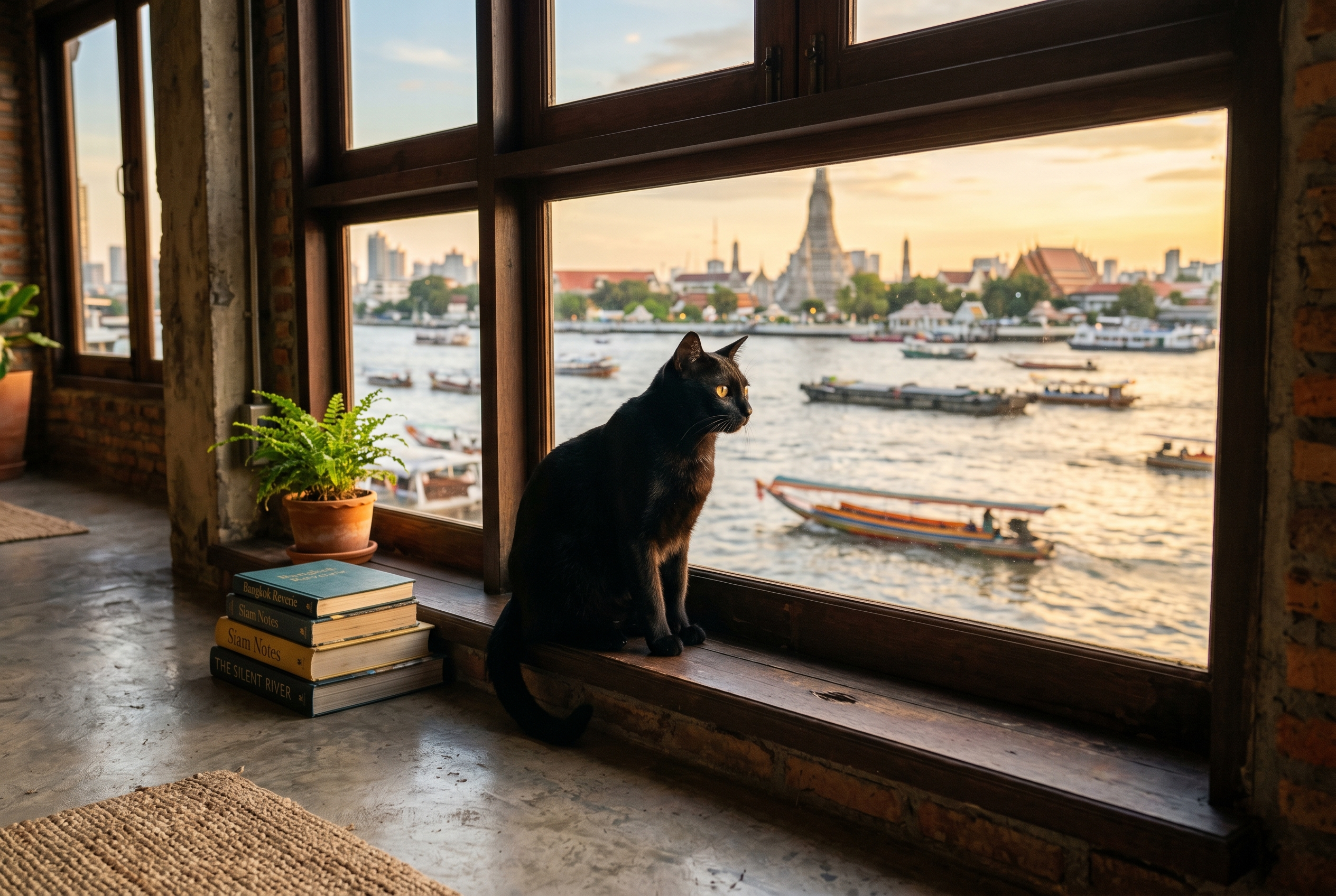 One cat, riverside loft, Charoen Krung